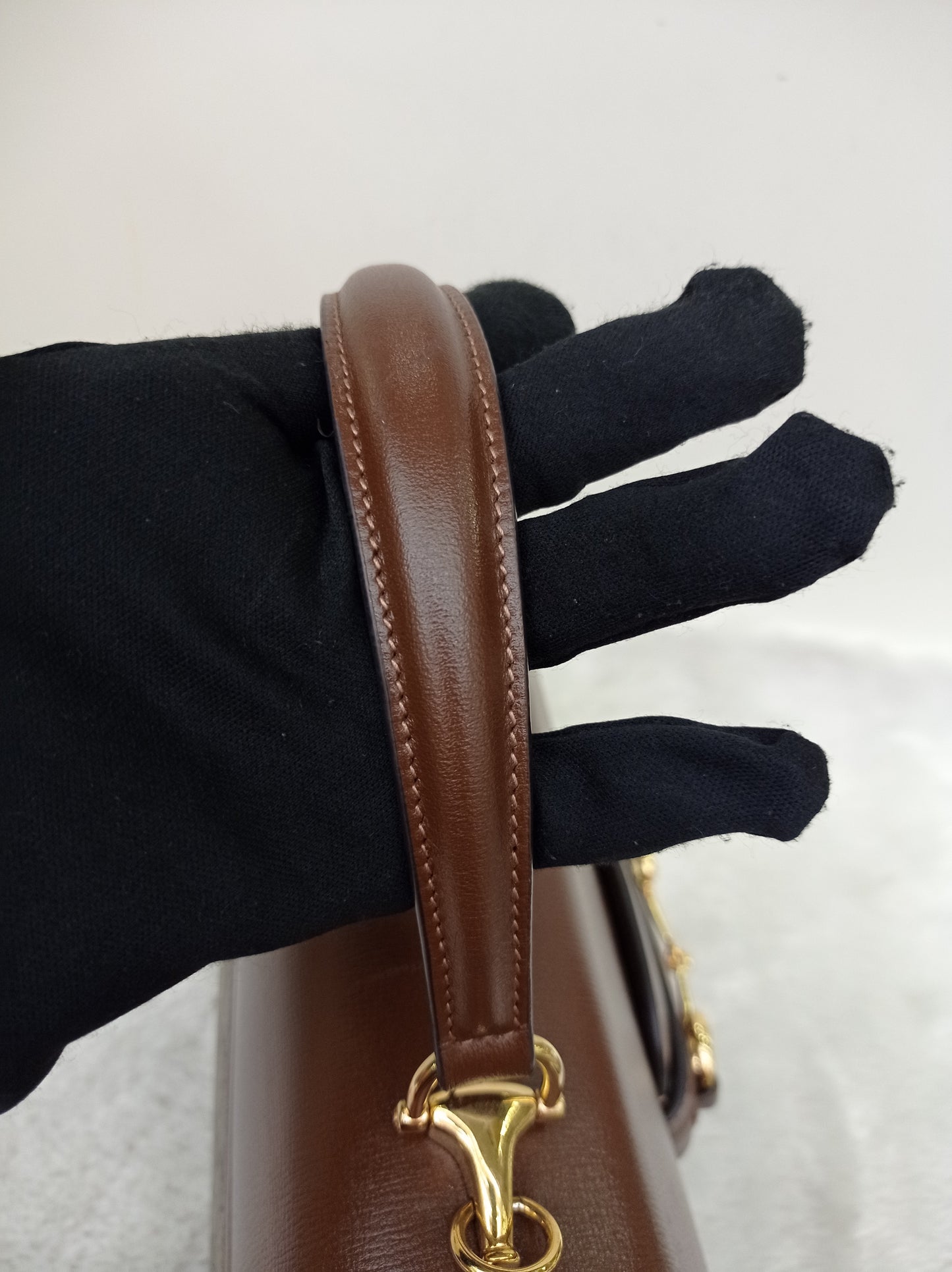 Gucci Top Handle Horsebit Medium Brown GHW