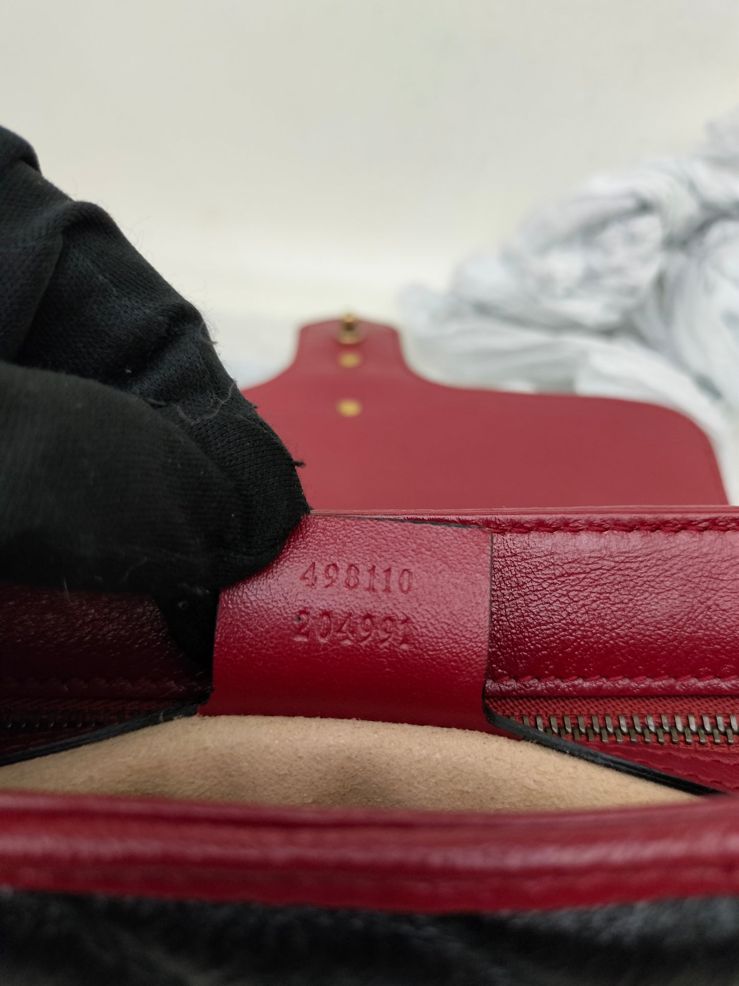 Gucci Marmont Top Handle Medium Black Red GHW