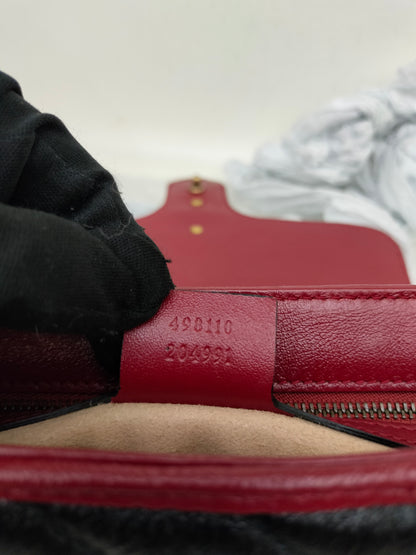 Gucci Marmont Top Handle Medium Black Red GHW