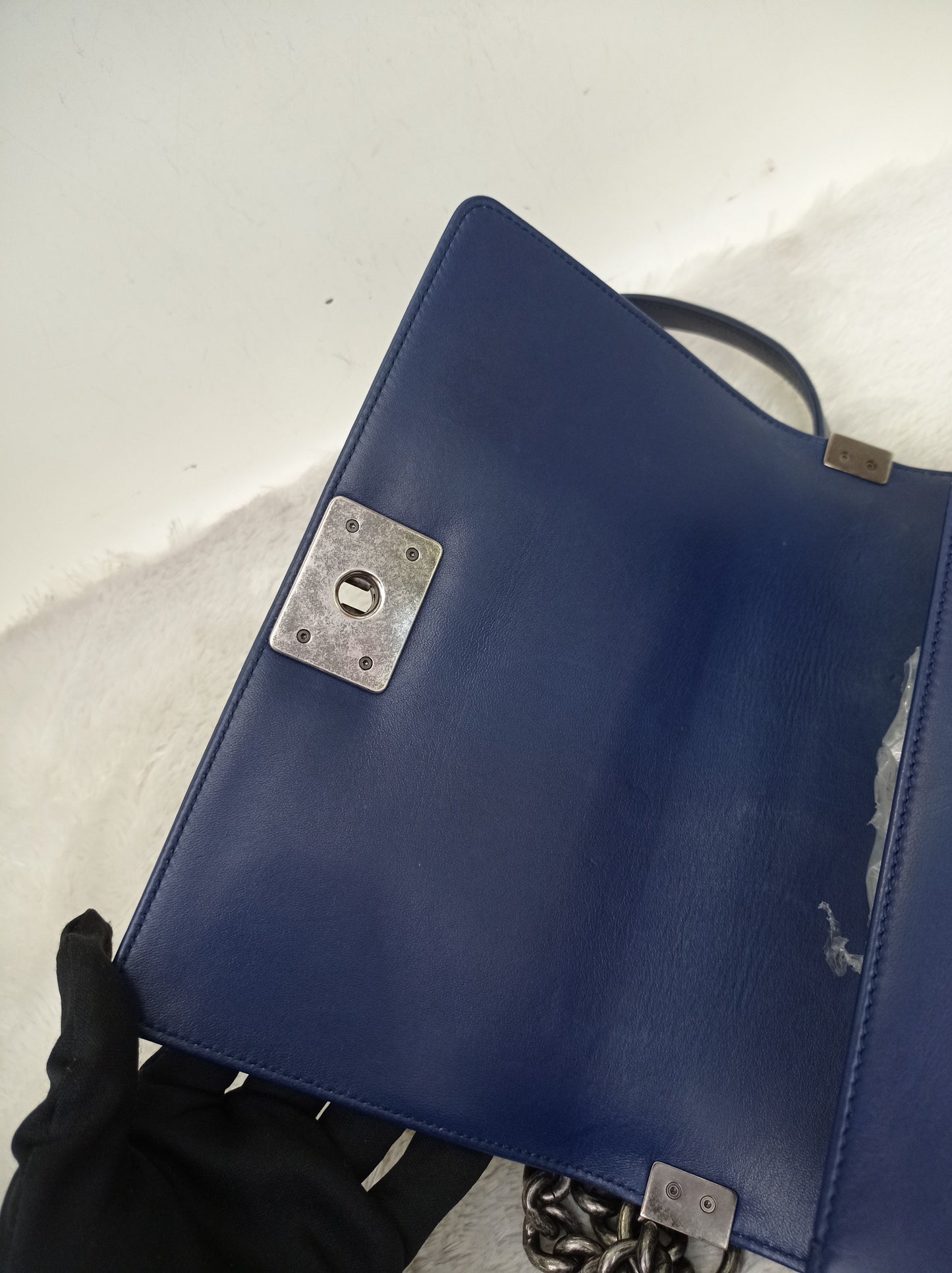 Chanel Boy 25 Lamb Navy Blue RHW #21
