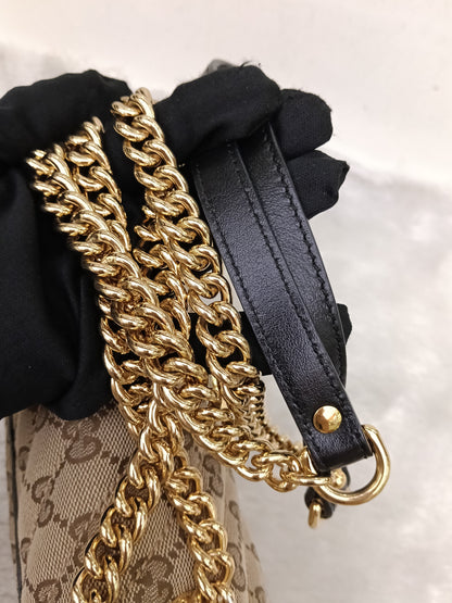 Gucci Marmont Small Canvas Beige Black GHW