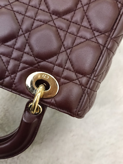 Lady Dior Small Lamb Bordeaux GHW 2018