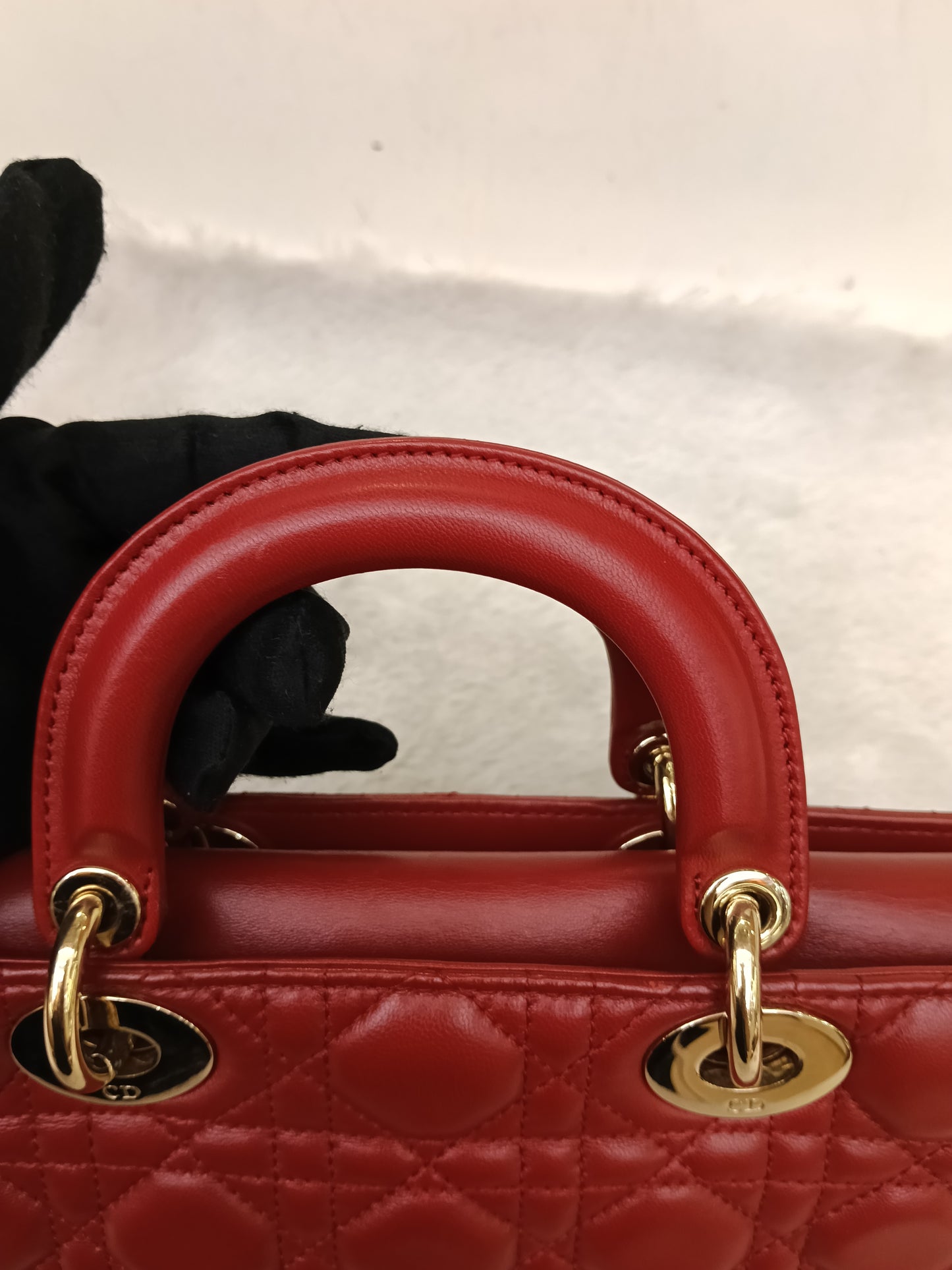 Dior Lady D'Joy Medium Lamb Red GHW 2016