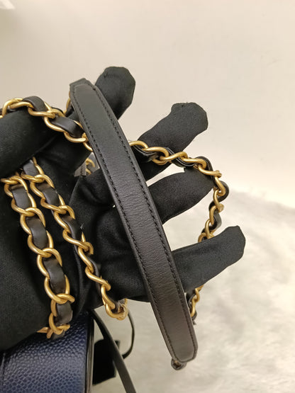 Chanel Filigree Vanity Case Medium Caviar Blue Black GHW #26