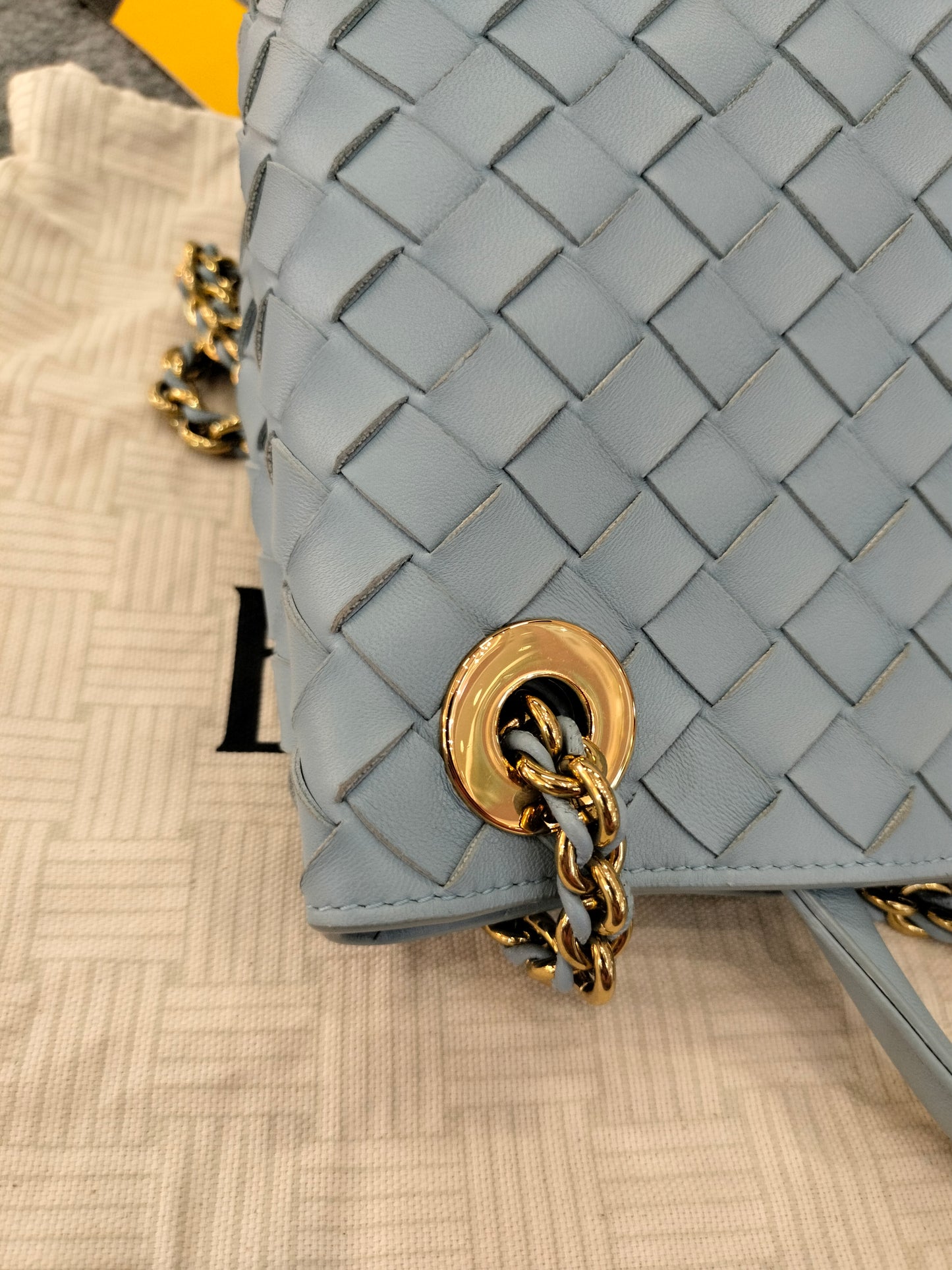Bottega Veneta Andiamo Small Light Blue GHW