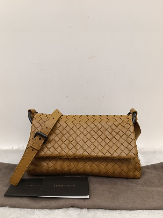 Bottega Veneta Nappa Intrecciato Flap Crossbody Camel RHW