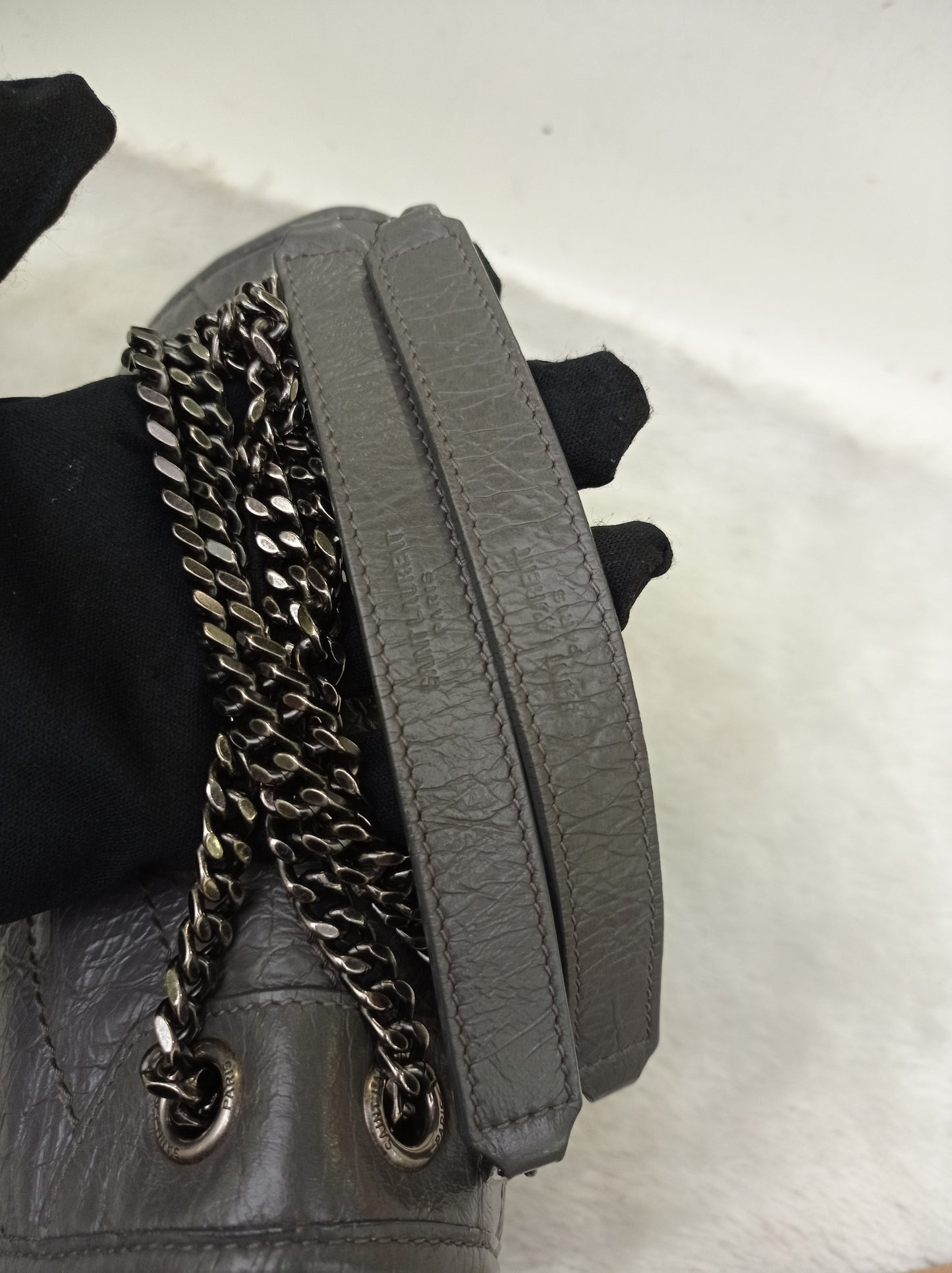 YsL Niki Baby Calfskin Grey RHW 2018