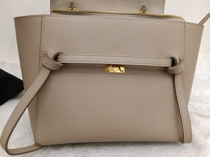 Celine Micro Belt Grained Light Taupe GHW 2021