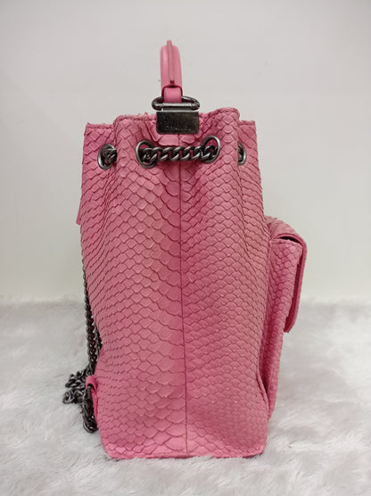 Chanel Urban Luxury Drawstring Backpack Python Pink RHW #22