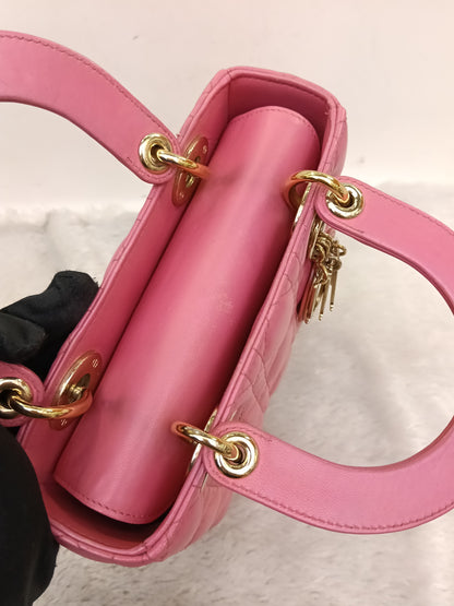 Lady Dior Small Lamb Fuchsia GHW 2018