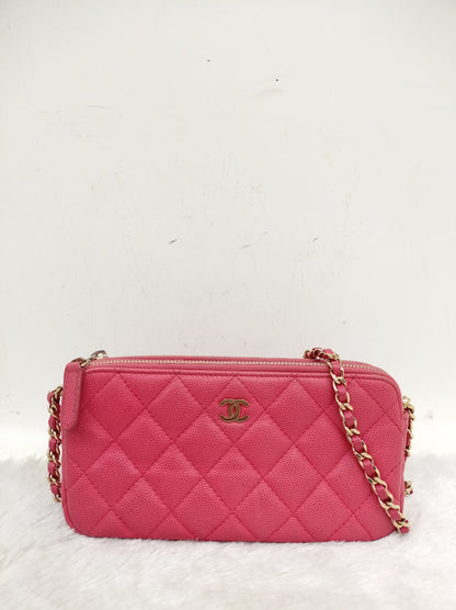 Chanel WOC Double Zip Caviar Pink GHW #23