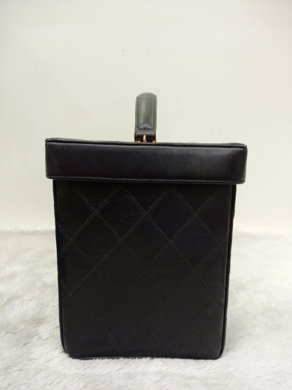 Chanel Vanity Case Box Large Lamb Black Vintage GHW #3