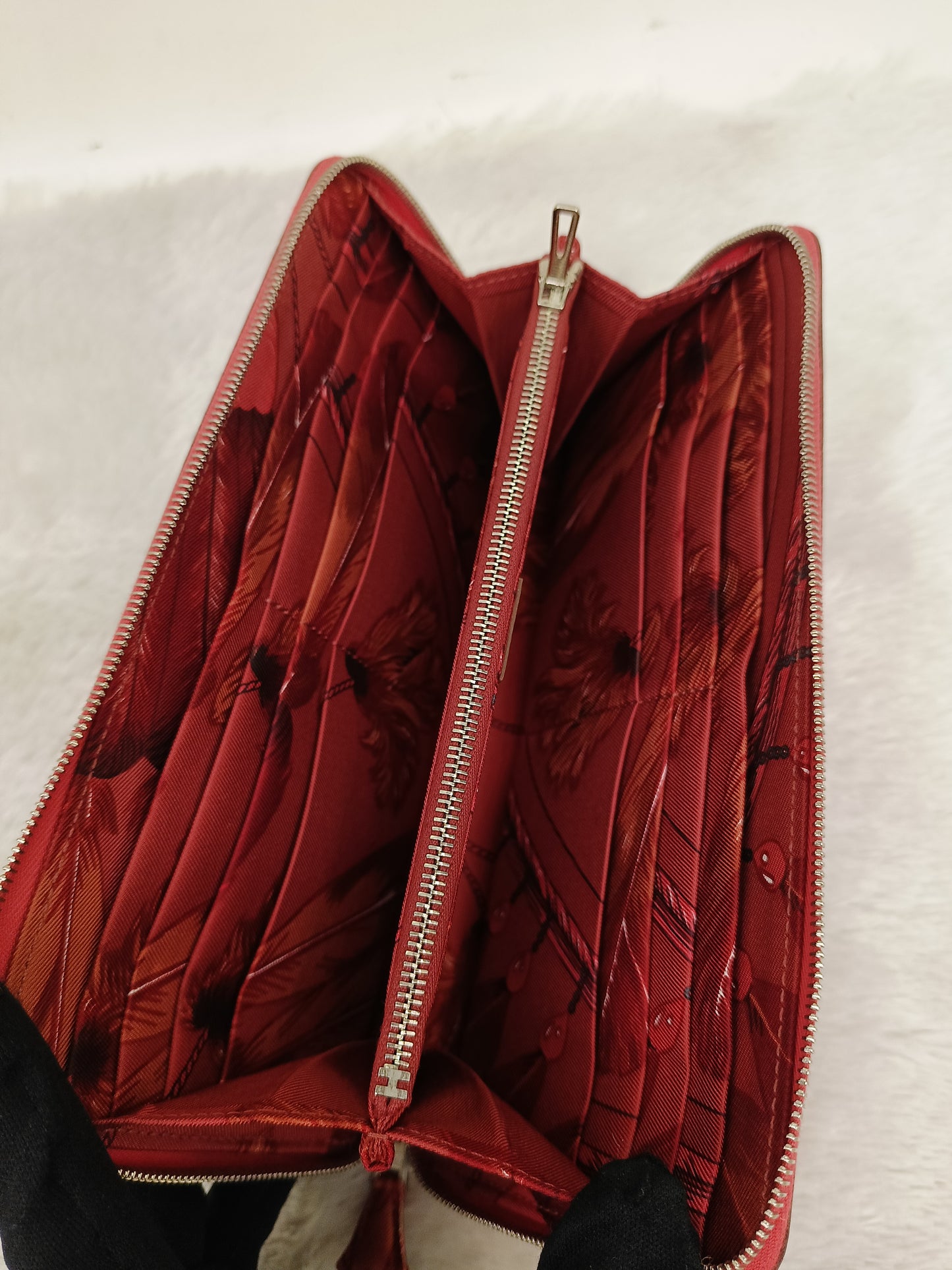 Hermes Azap Long Round Zip Wallet Epsom Orange Poppy PHW #T