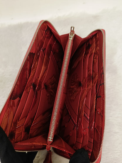 Hermes Azap Long Round Zip Wallet Epsom Orange Poppy PHW #T