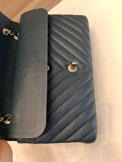 Chanel Medium Chevron Caviar Blue SHW DF #26