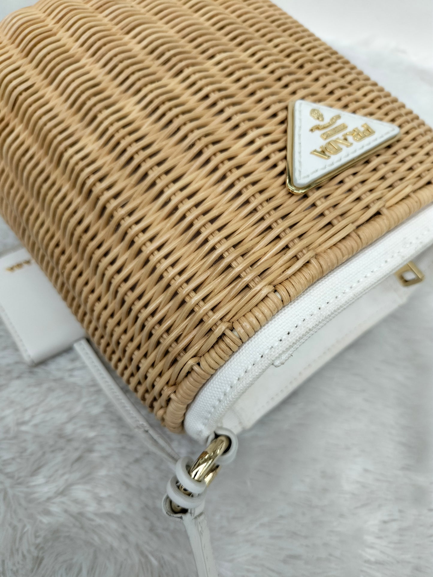 Prada Midollino Canapa Naturale Bianco GHW