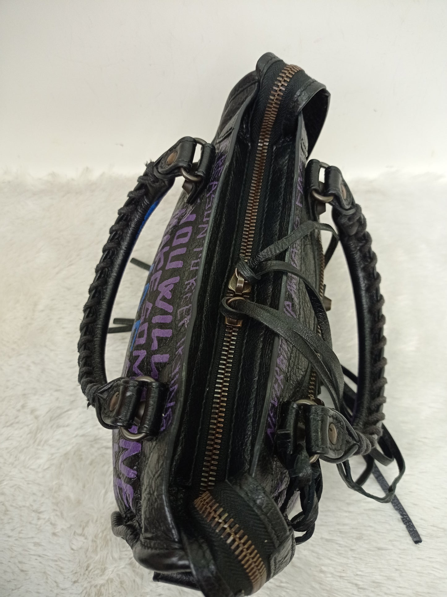 Balenciaga Mini City Classic Graffiti Black Bleu Violet RGHW 2018