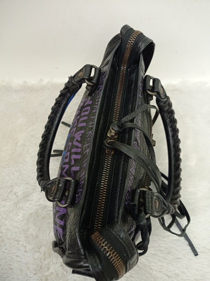 Balenciaga Mini City Classic Graffiti Black Bleu Violet RGHW 2018