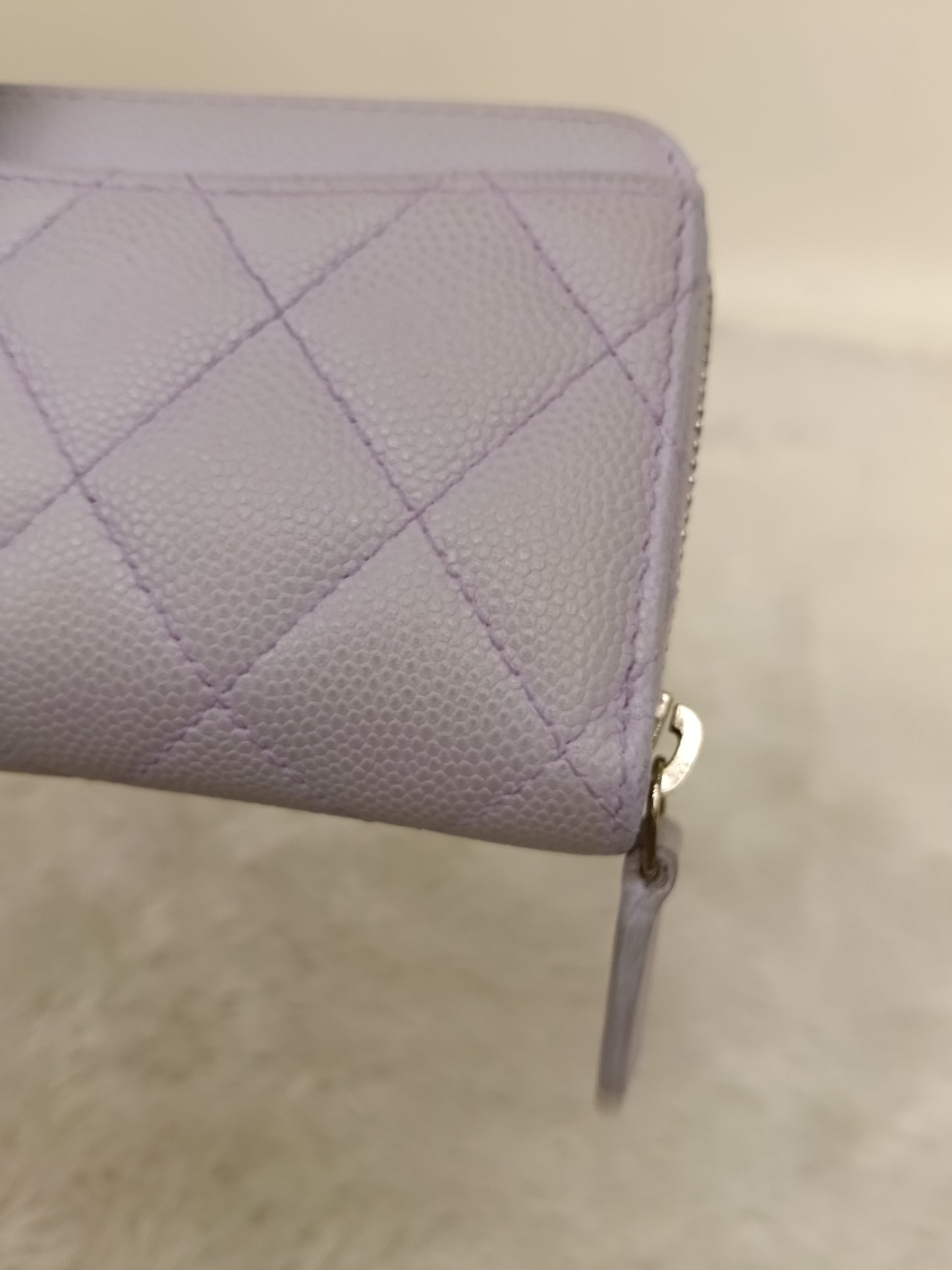 Chanel Zip Around Coin Wallet Purse Caviar Light Purple SHW #31