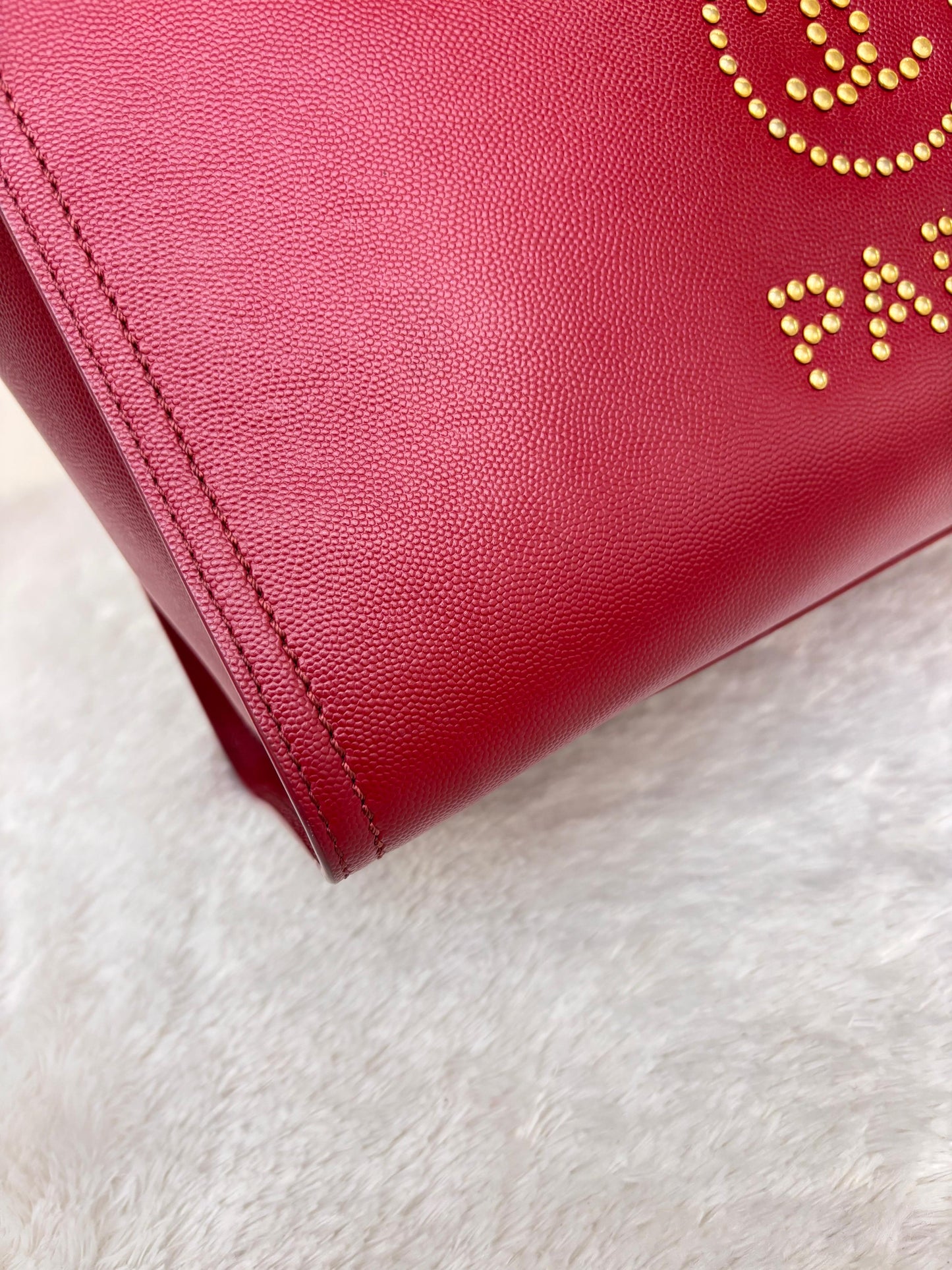 Chanel Deauville Small Caviar Studded Burgundy GHW #26