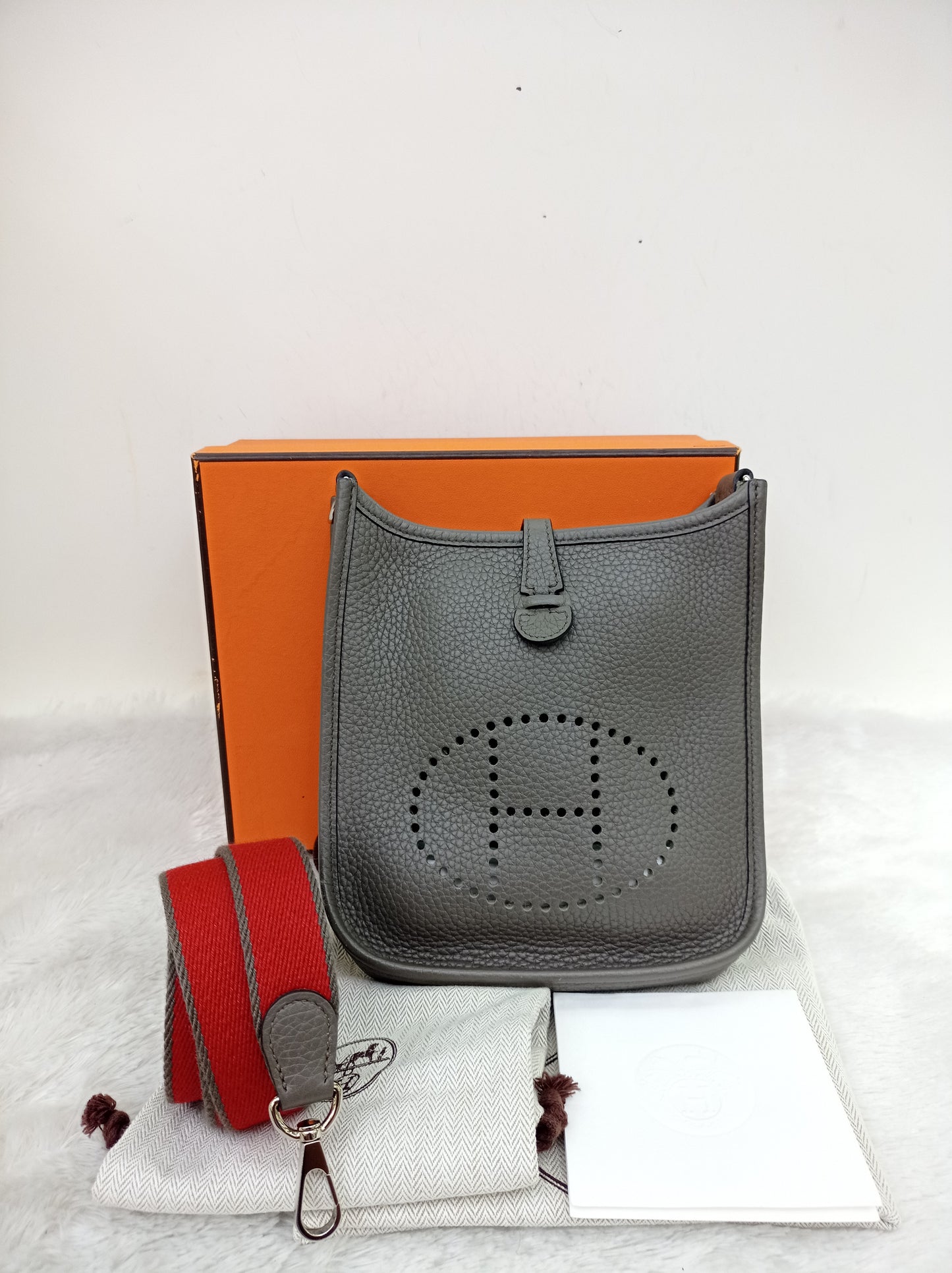 Hermes Mini Evelyne Clem Etain PHW #X