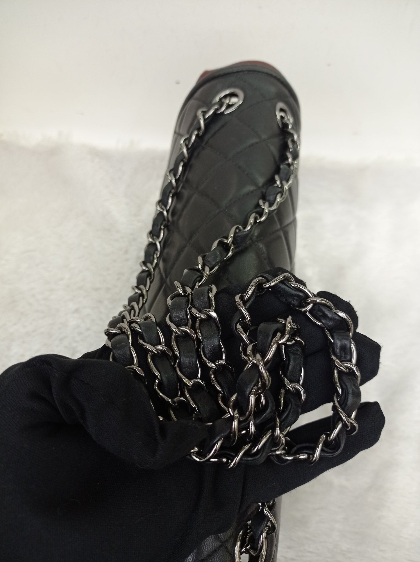 Chanel Twist Flap Large Lamb Black Burgundy SHW #18