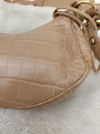 Balenciaga Le Cagole XS Croco Embossed Nude RGHW 2023