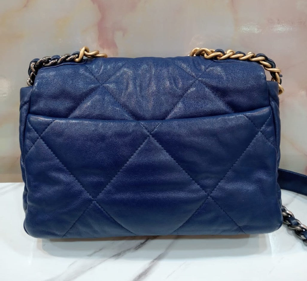 Chanel C19 Small Calfskin Blue GHW #29