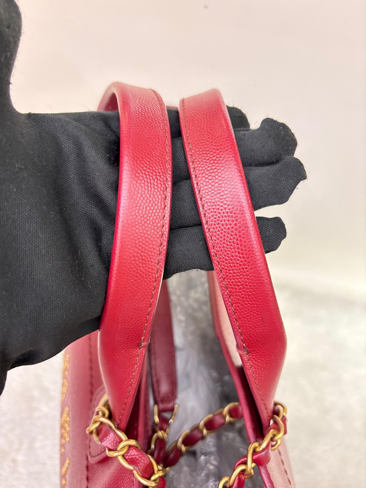 Chanel Deauville Small Caviar Studded Burgundy GHW #26