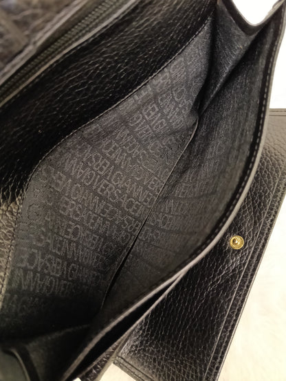 Gianni Versace Medusa Trifold Wallet Grained Black GHW