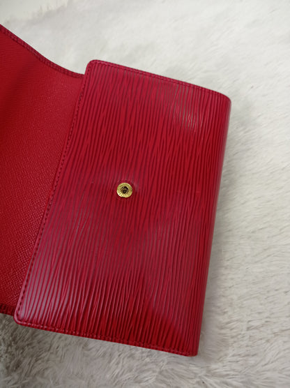 LV Portefeuille Tresor Etui Papiers Wallet Epi Red