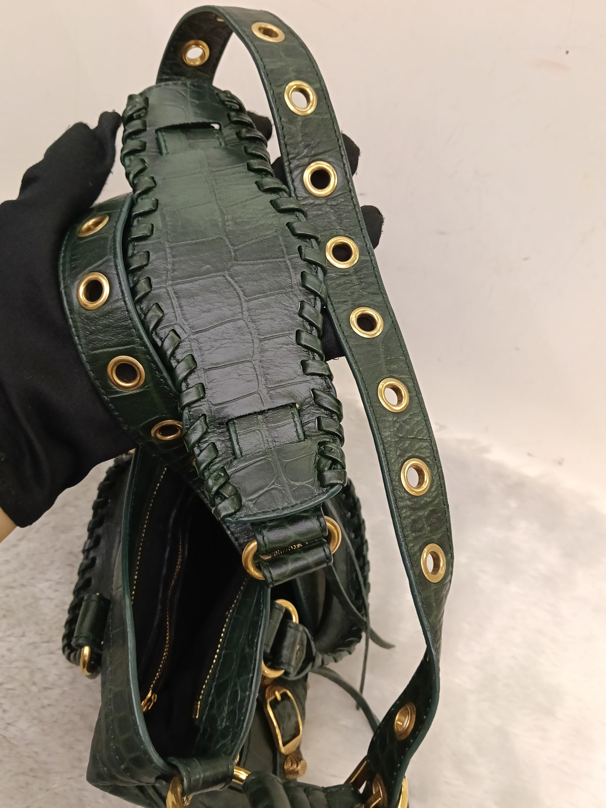 Balenciaga Neo Cagole Small Croco Green RGHW 2023