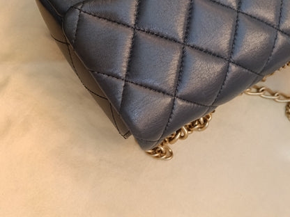 Chanel Seasonal Mini Flap Crush on Chain Calfskin Grey GHW (CHIP)