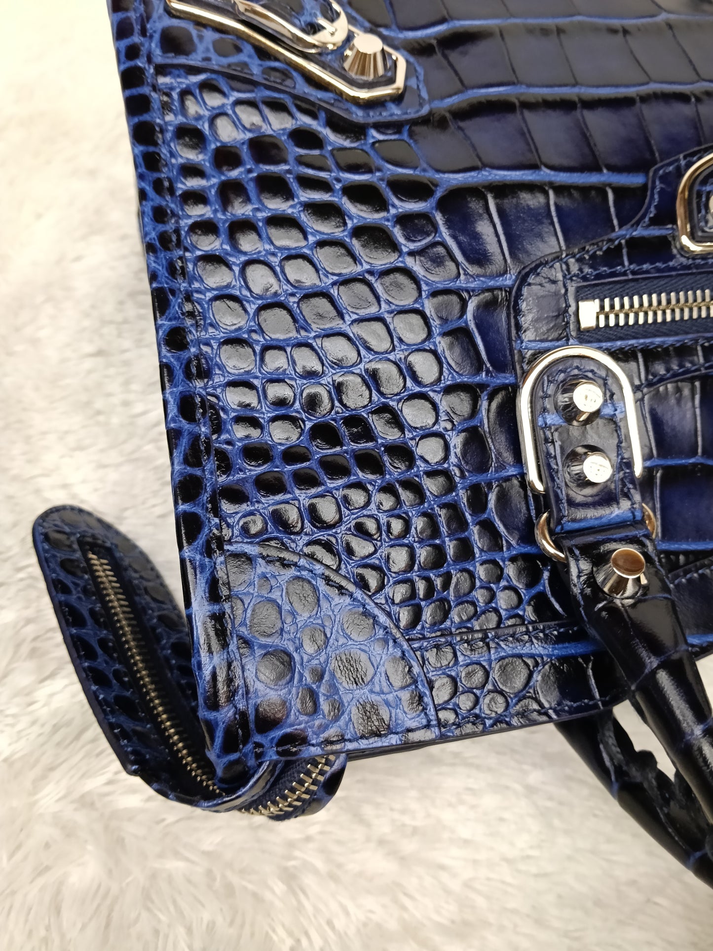*NEW* Balenciaga Small City Edge Croco Blue SHW 2023