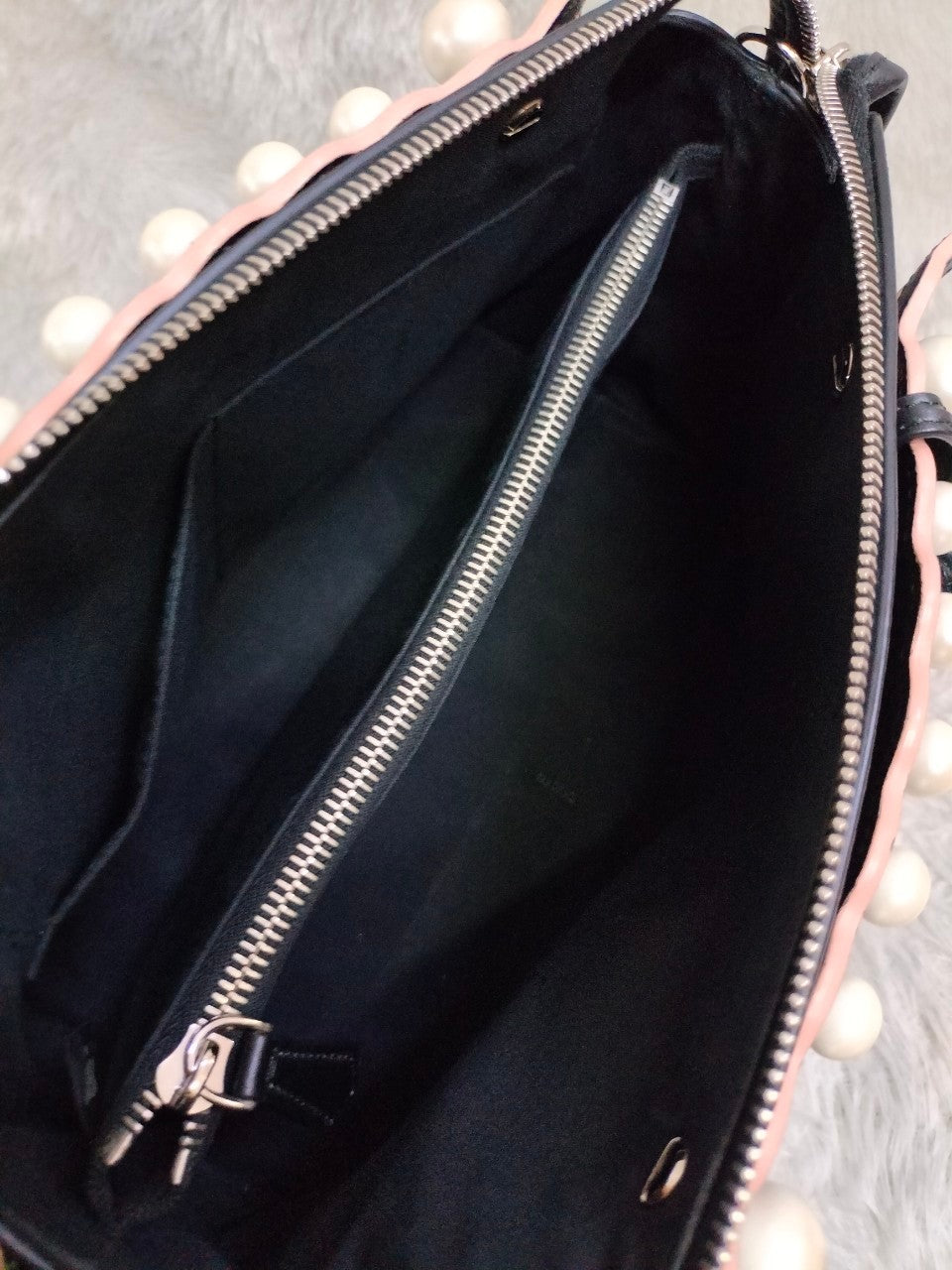 Fendi BTW Medium Black Scalloped Pearl SHW