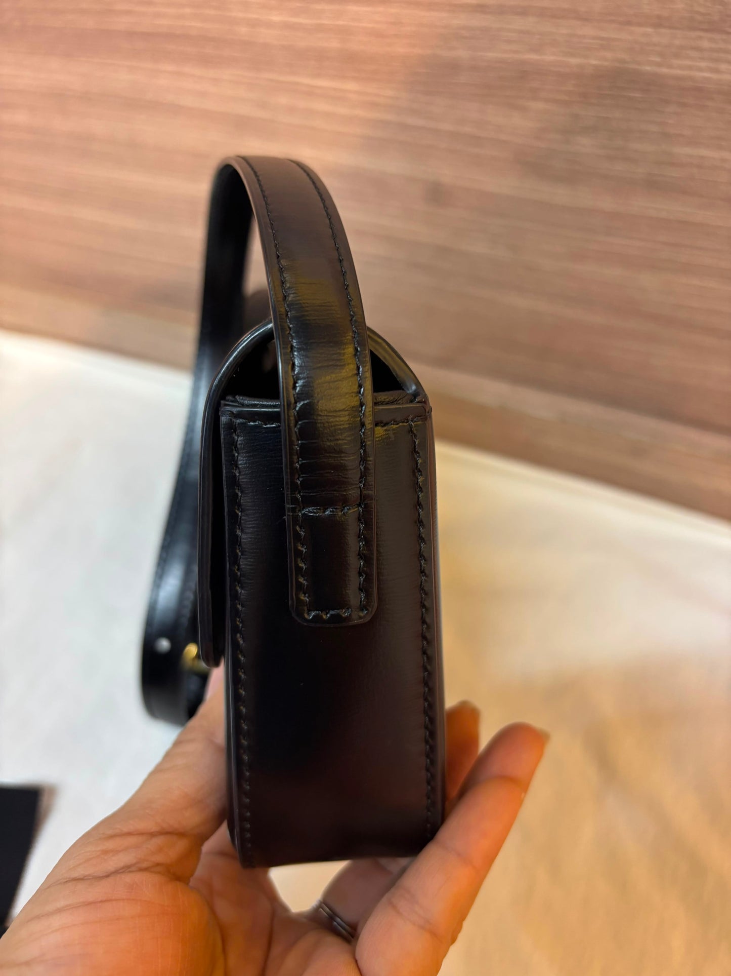 Celine Triomphe Shoulder Calfskin Black GHW 2022