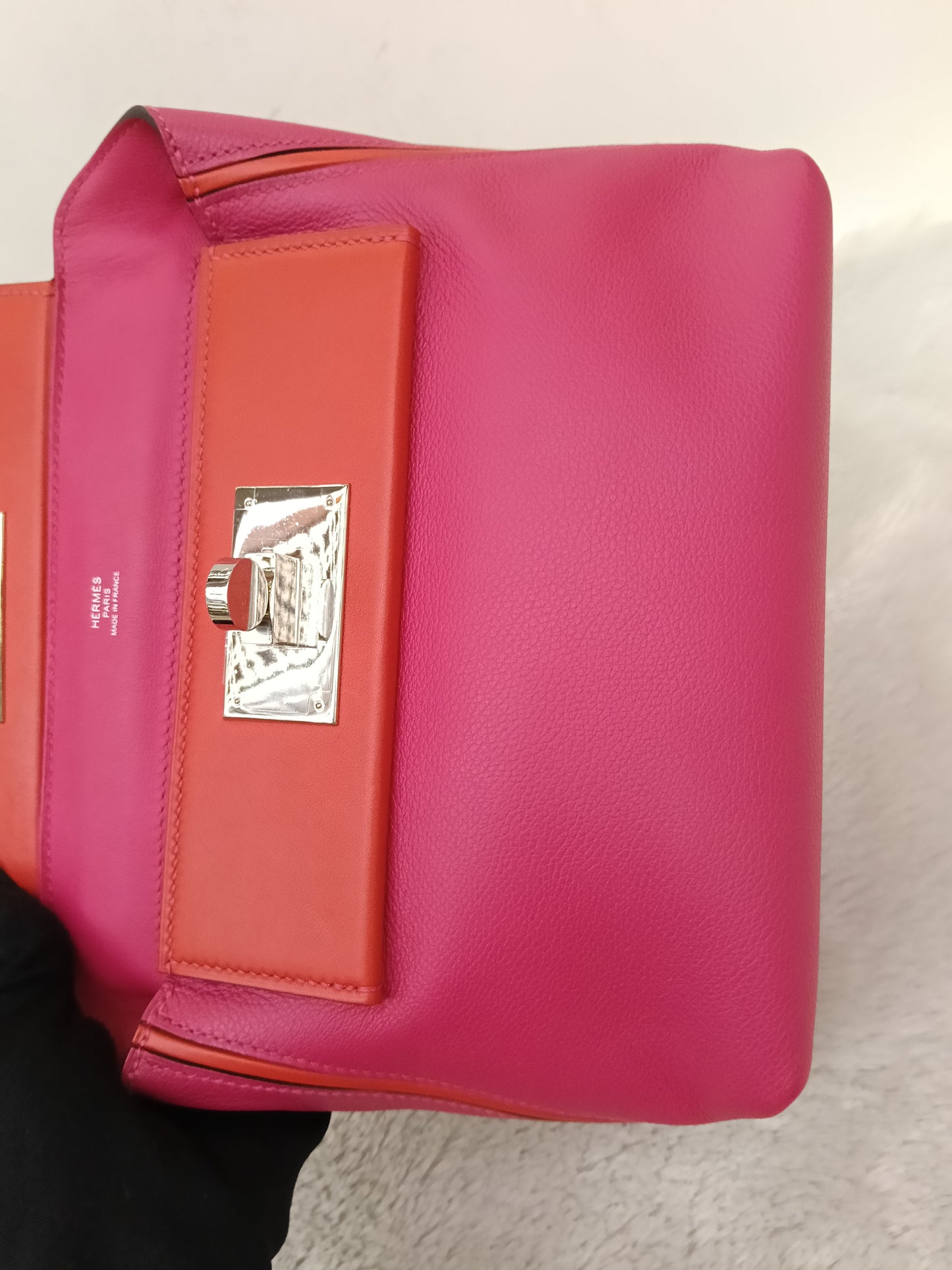 Hermes 2424 Mini Evercolour Swift Rose Mexico Rouge De Coeur PHW #Z