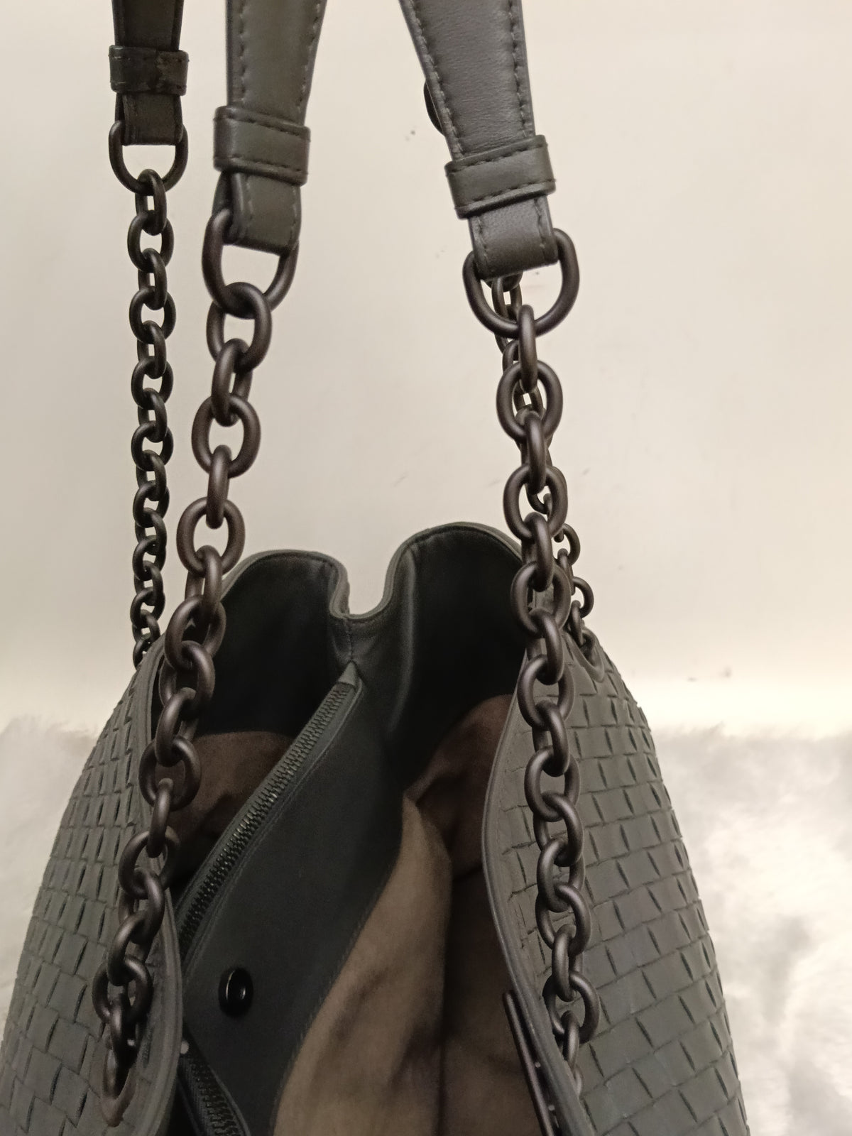 Bottega Veneta Nappa Intrecciato Chain Tote Large Grey RHW