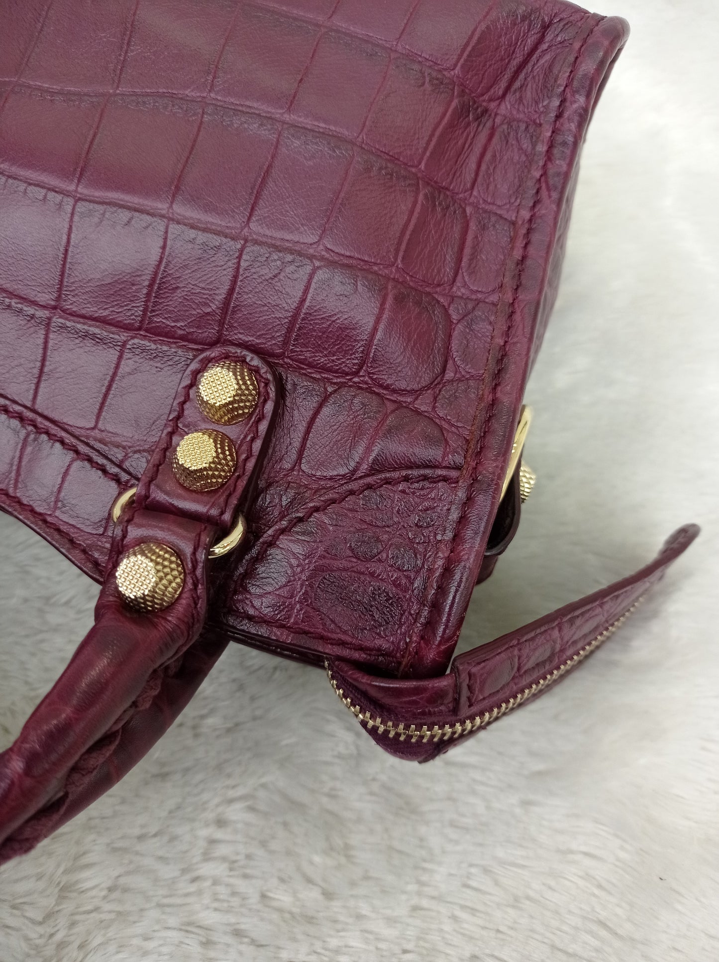 Balenciaga Mini City Giant Croco Burgundy GHW 2016