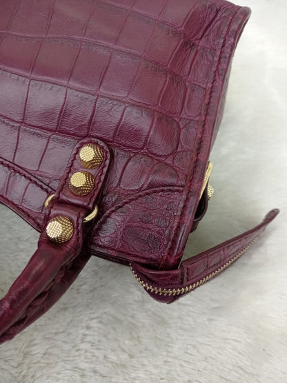 Balenciaga Mini City Giant Croco Burgundy GHW 2016