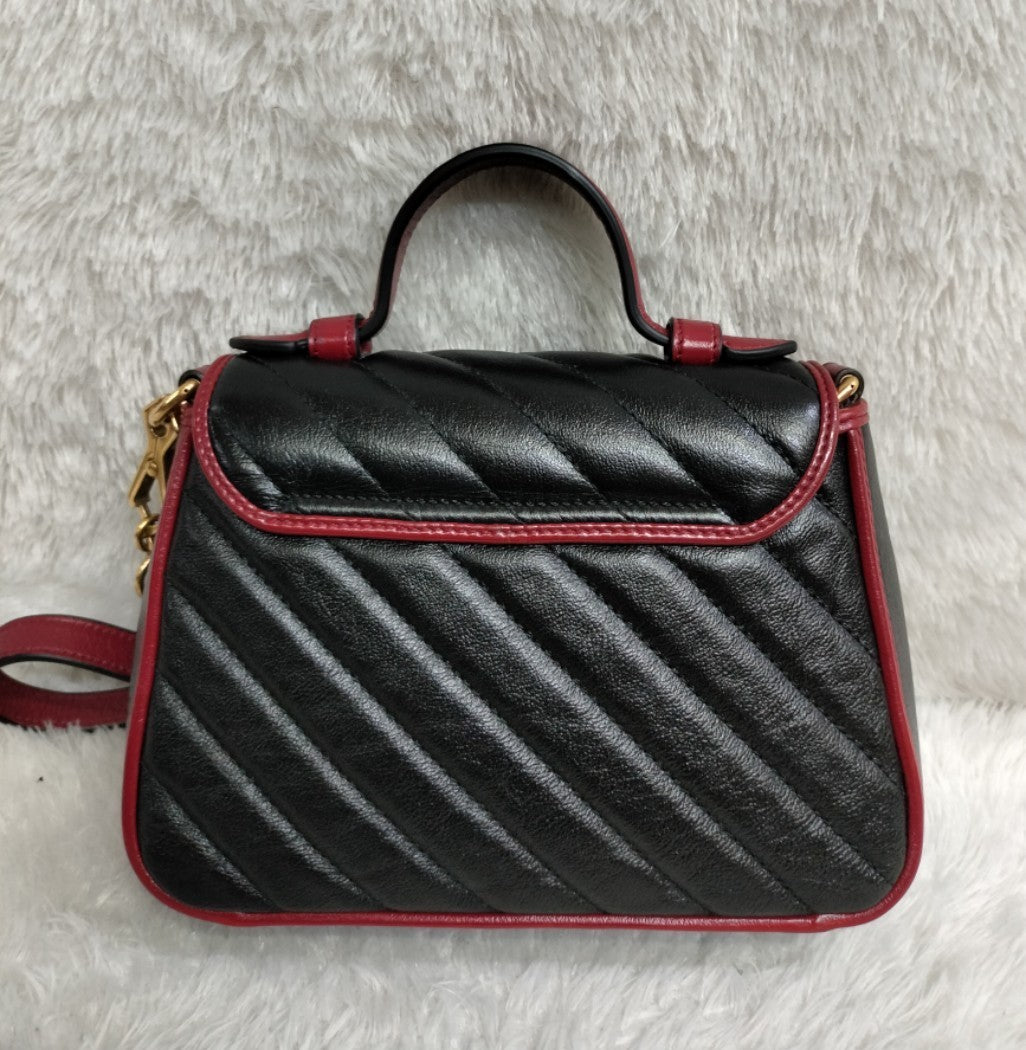 Gucci Top Handle Mini Marmont Black Red GHW 2019