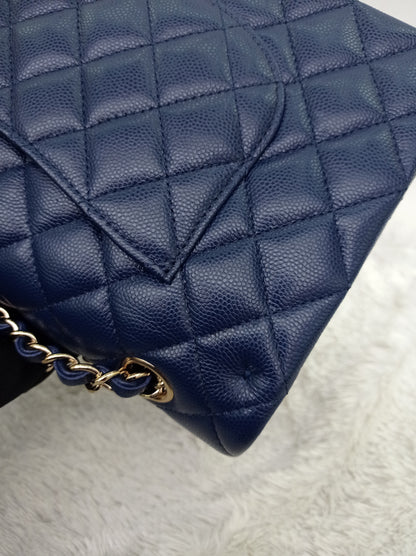 Chanel Medium Caviar Dark Blue GHW DF #24