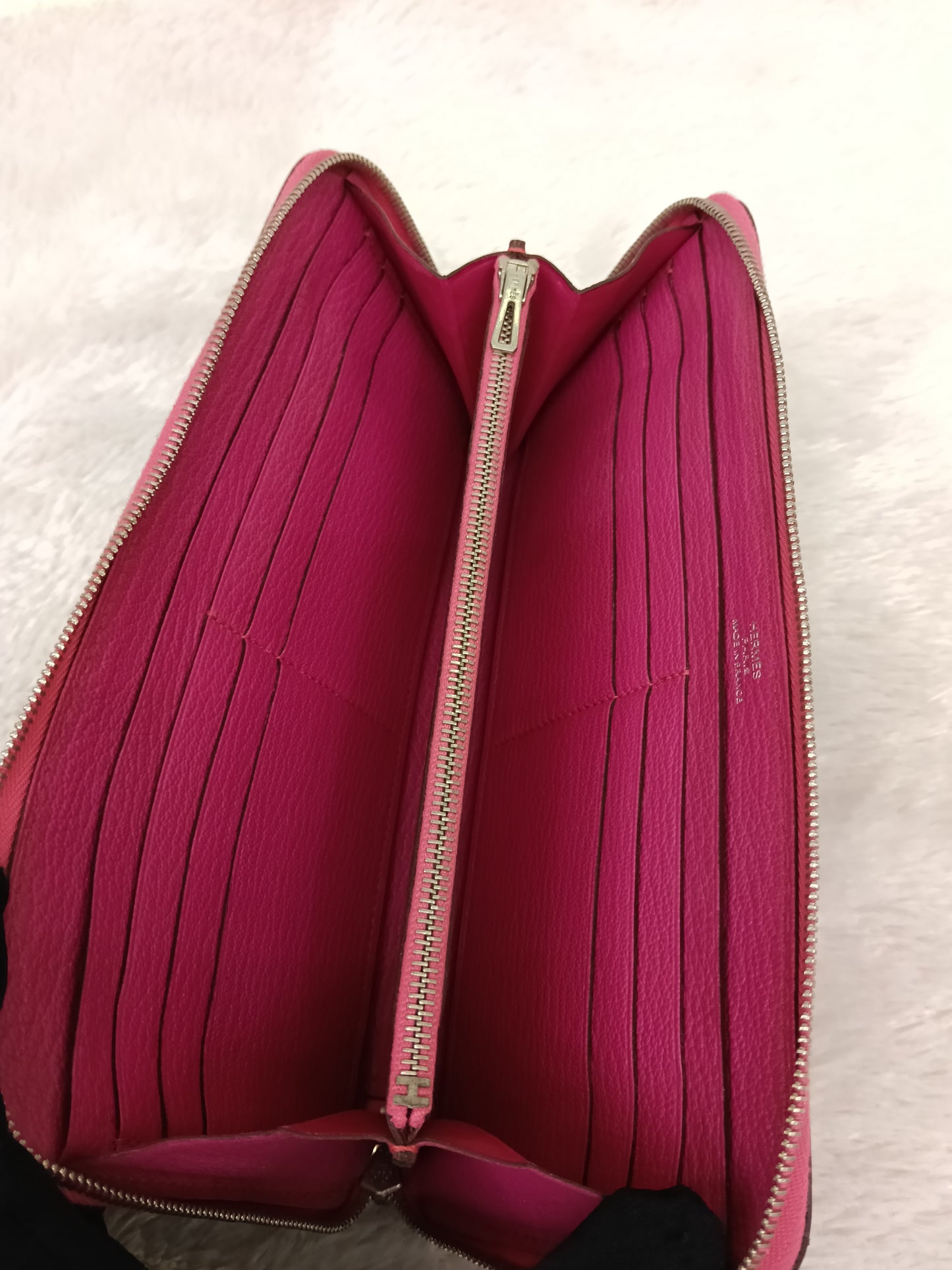 Hermes Azap Long Wallet Chevre Rose Shocking Pink PHW #L square