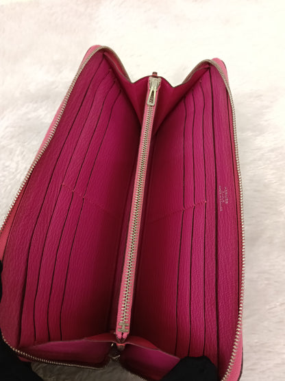 Hermes Azap Long Wallet Chevre Rose Shocking Pink PHW #L square