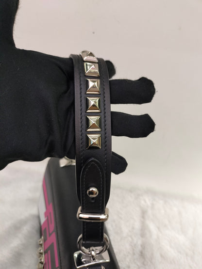 Prada City Calf Saffiano Nero Fuxia SHW