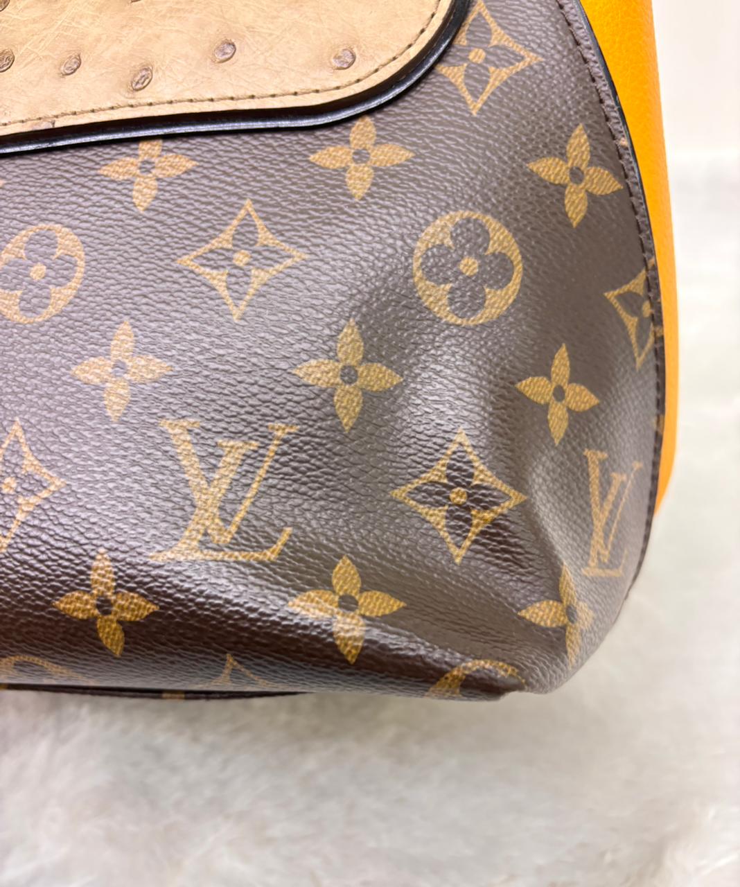 LV Majestueux PM Monogram Exotique Ostrich Lizard Ocre 2013
