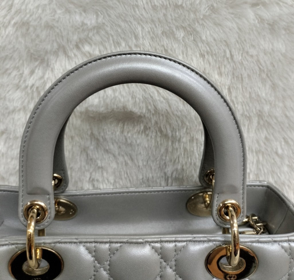 Lady Dior Medium Lamb Grey GHW (Rec 2020)