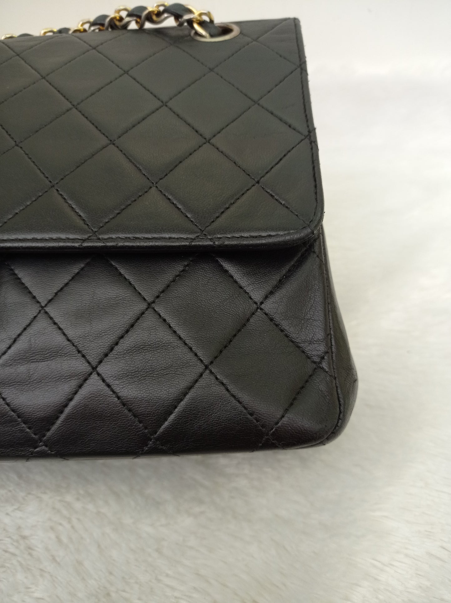 Chanel Medium Lamb Black Vintage GHW DF #0