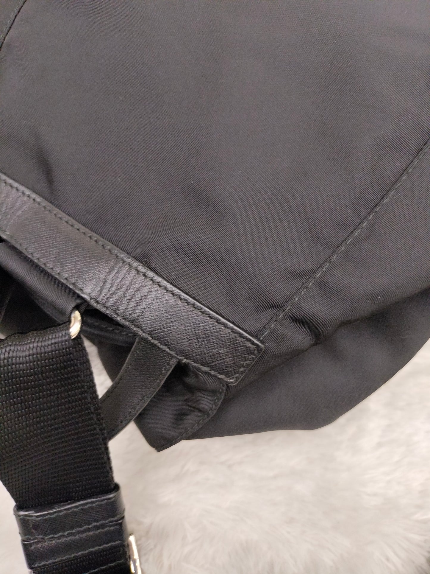 Prada Drawstring Backpack Nylon Black SHW