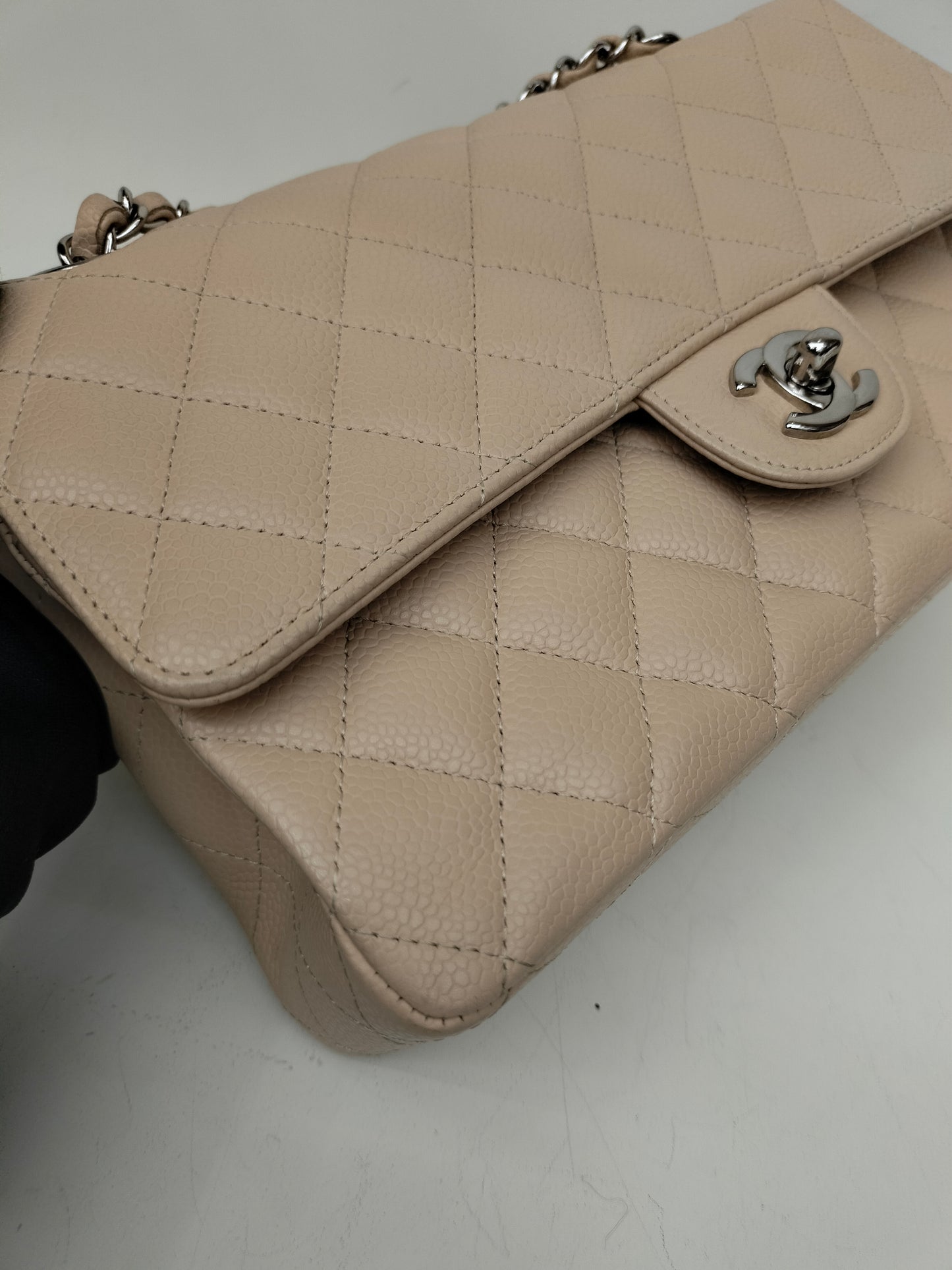 Chanel Medium Caviar Beige SHW DF #13